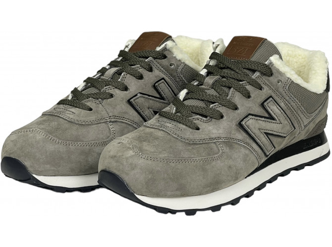 New Balance 574 Sand Grey Black с мехом