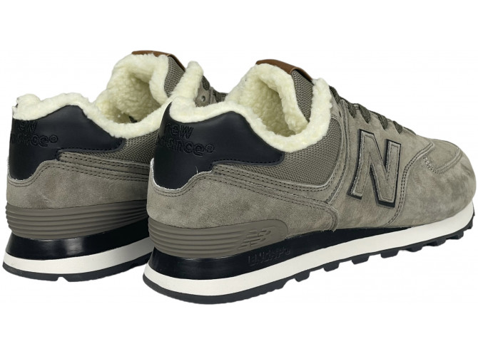 New Balance 574 Sand Grey Black с мехом