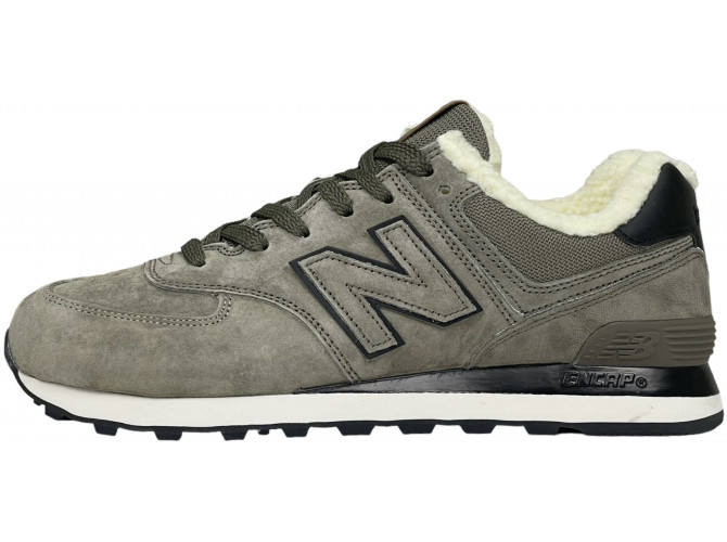 New Balance 574 Sand Grey Black с мехом