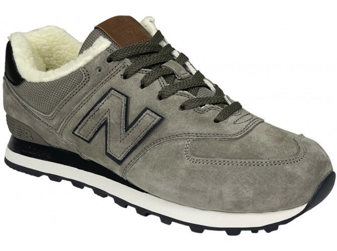 New Balance 574 Sand Grey Black с мехом