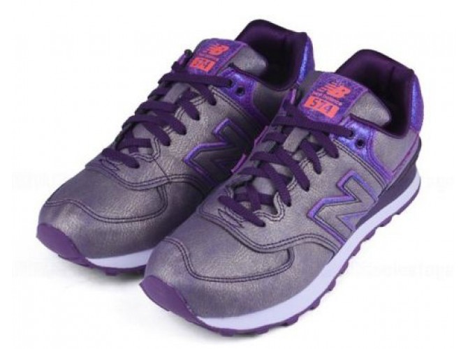 Кроссовки New Balance 574 серебро с фиолетовым