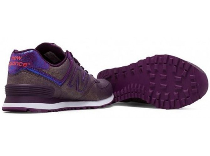 Кроссовки New Balance 574 серебро с фиолетовым