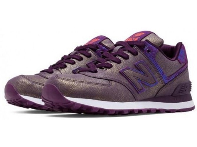 Кроссовки New Balance 574 серебро с фиолетовым