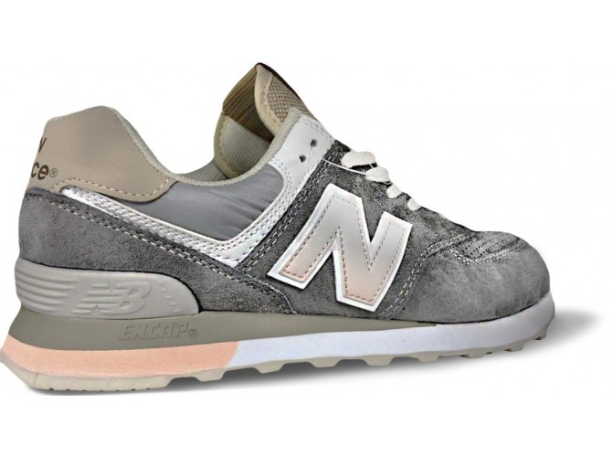 New Balance 574 Серые с розовым женские