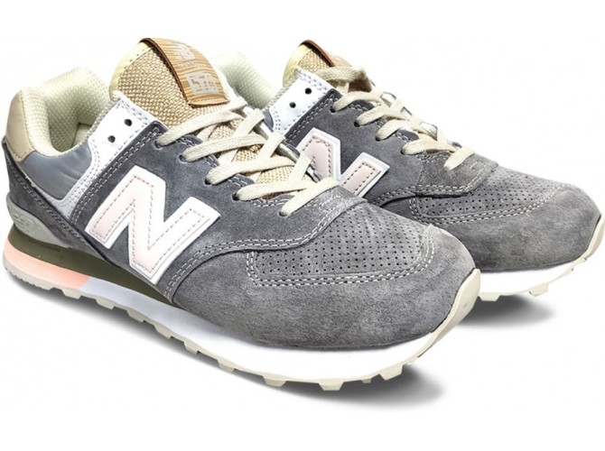 New Balance 574 Серые с розовым женские