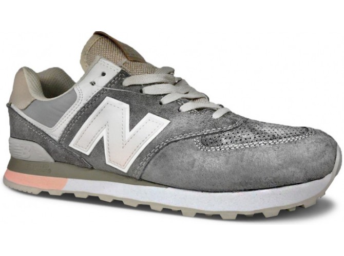 New Balance 574 Серые с розовым женские