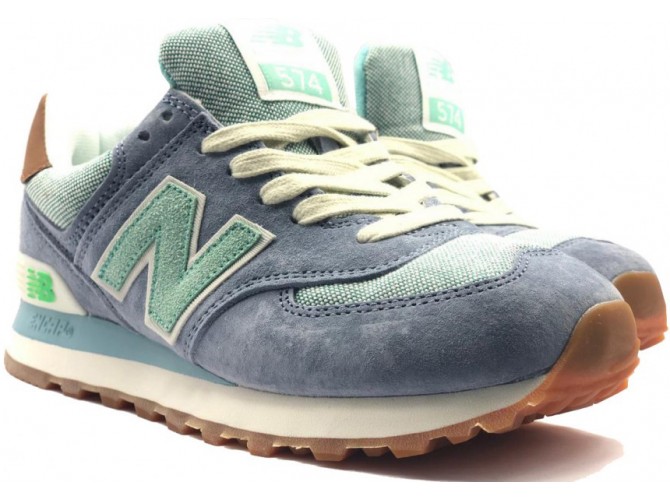 New Balance 574 Серые с светло-зеленым женские