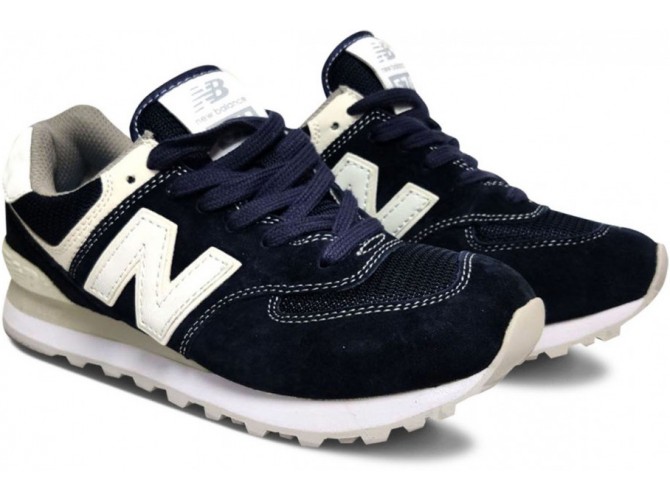 New Balance 574 Темно-синие с белым
