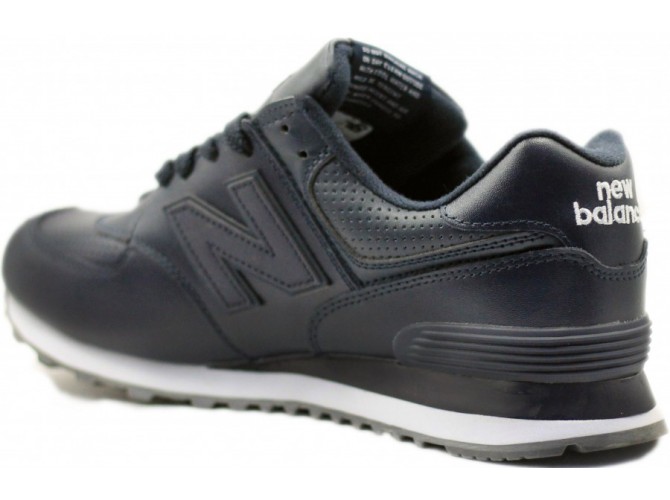 New Balance 574 мужские тёмно-синие кожаные