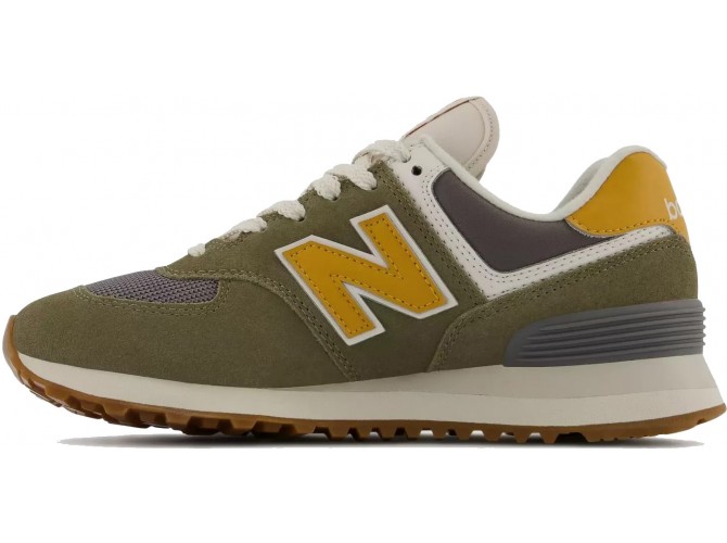 New Balance 574 Varsity женские зеленые с желтым