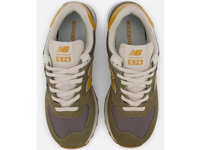 New Balance 574 Varsity женские зеленые с желтым