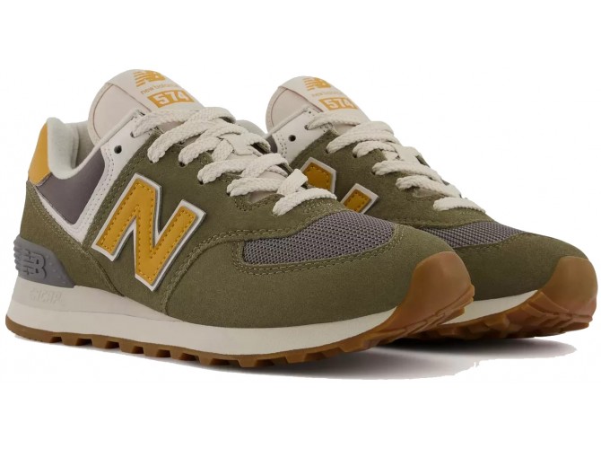 New Balance 574 Varsity женские зеленые с желтым