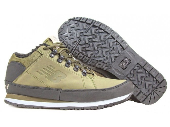 Кроссовки New Balance 754 мужские зеленые кожаные с мехом