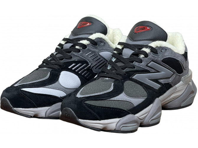New Balance 9060 Black Grey с мехом