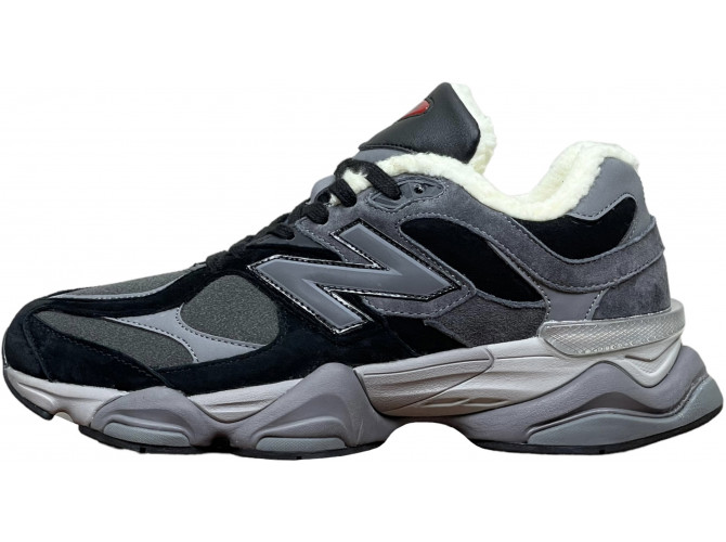 New Balance 9060 Black Grey с мехом