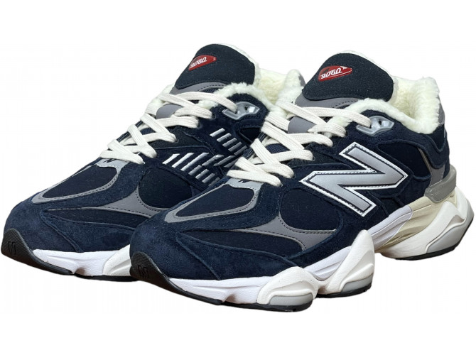 New Balance 9060 Navy White с мехом