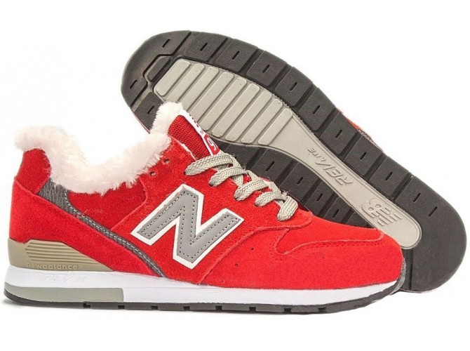 Кроссовки New Balance 996 зимние с мехом красные