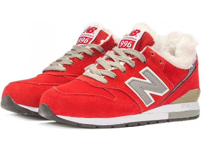 Кроссовки New Balance 996 зимние с мехом красные