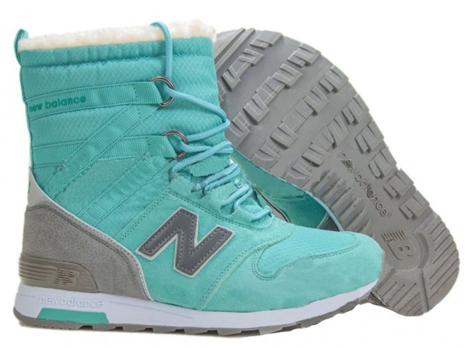 New Balance Snow Boots женские зимние с мехом бирюзовые с серым