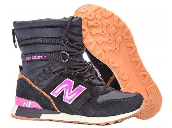 New Balance Snow Boots зимние с мехом черные с розовым