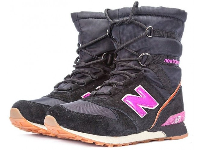 New Balance Snow Boots зимние с мехом черные с розовым