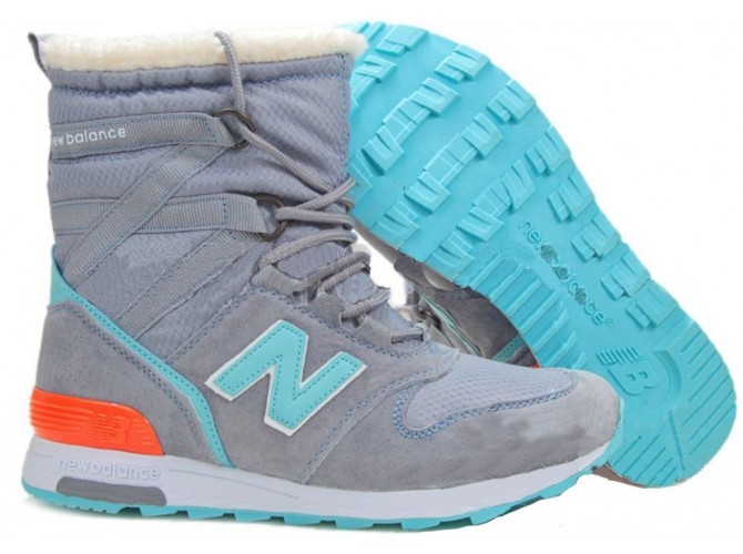 New Balance Snow Boots зимние с мехом серые с бирюзовым