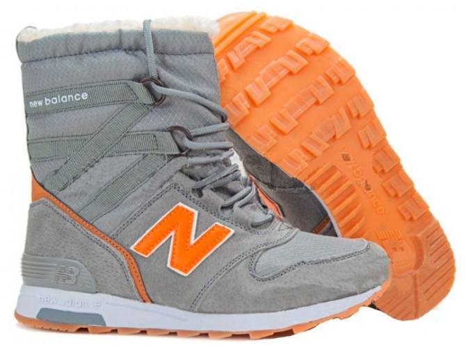 New Balance Snow Boots зимние с мехом серые с оранжевым