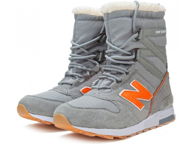 New Balance Snow Boots зимние с мехом серые с оранжевым