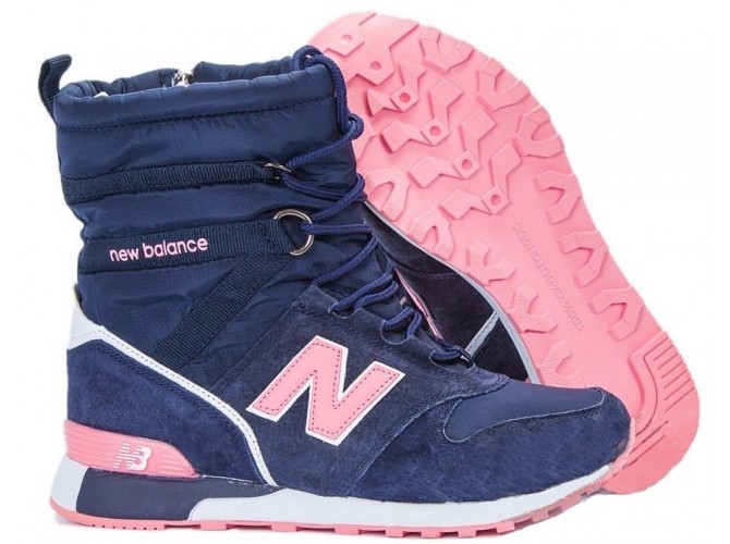 New Balance Snow Boots зимние с мехом темно-синие с розовым