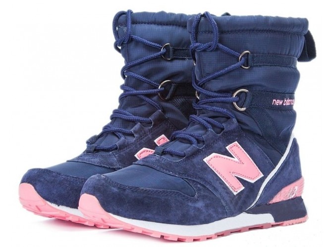 New Balance Snow Boots зимние с мехом темно-синие с розовым