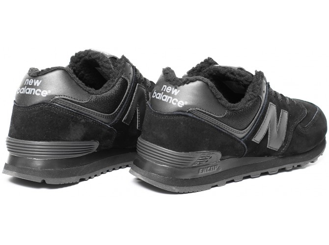 Кроссовки New Balance 574 classic зимние черные с мехом