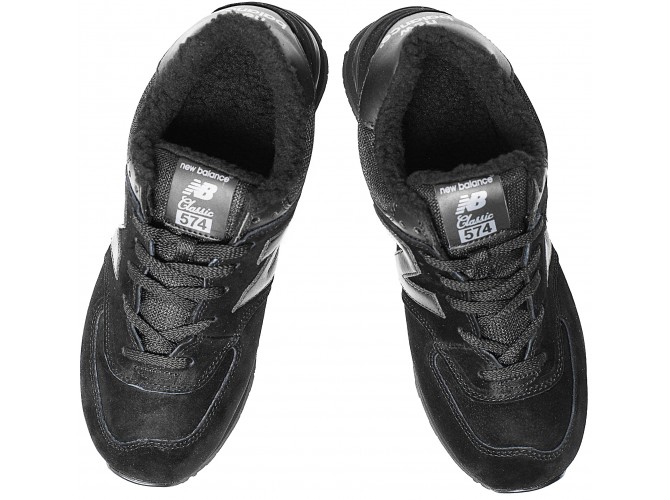 Кроссовки New Balance 574 classic зимние черные с мехом