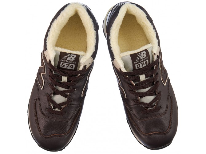 New Balance 574 мужские кожаные коричневые с мехом