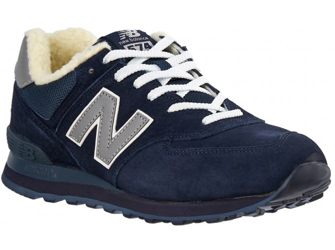 New Balance 574 мужские полностью синие с мехом