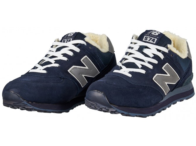 New Balance 574 мужские полностью синие с мехом