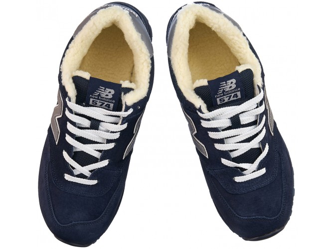 New Balance 574 мужские полностью синие с мехом