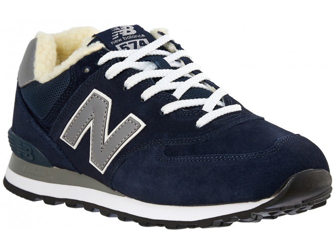 New Balance 574 мужские замшевые темно-синие с мехом