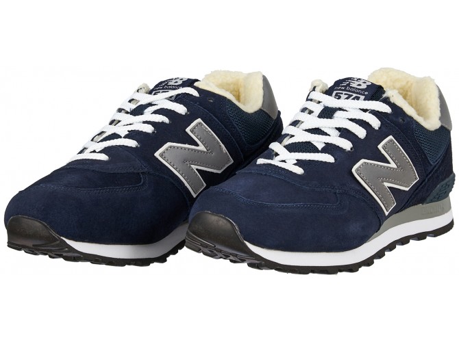 New Balance 574 мужские замшевые темно-синие с мехом