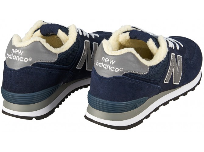 New Balance 574 мужские замшевые темно-синие с мехом