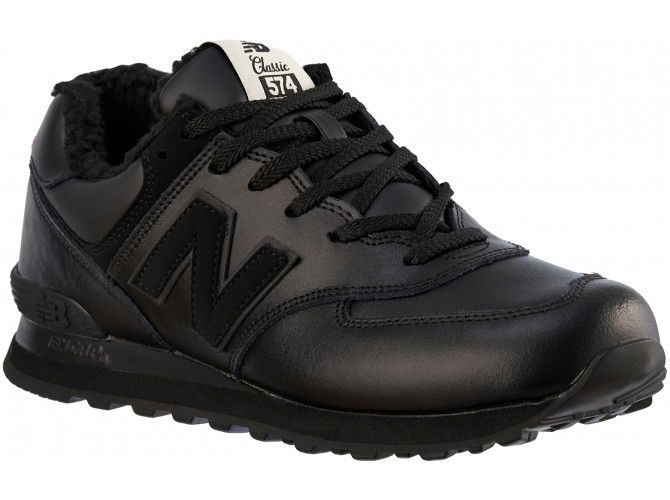 New Balance 574 полностью чёрные с мехом