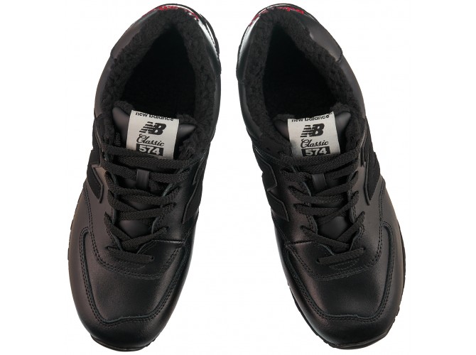 New Balance 574 полностью чёрные с мехом