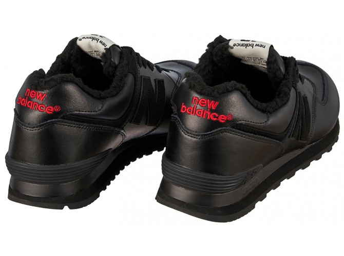 New Balance 574 полностью чёрные с мехом