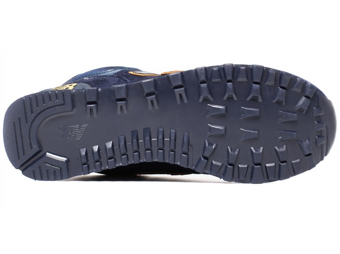 Кроссовки New Balance 574 Синие с желтым зимние с мехом