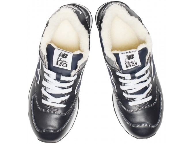 New Balance 574 темно-синие зимние с мехом