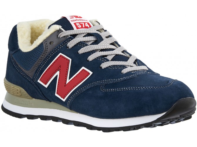 Кроссовки New Balance 574 замшевые темно-синие зимние с мехом
