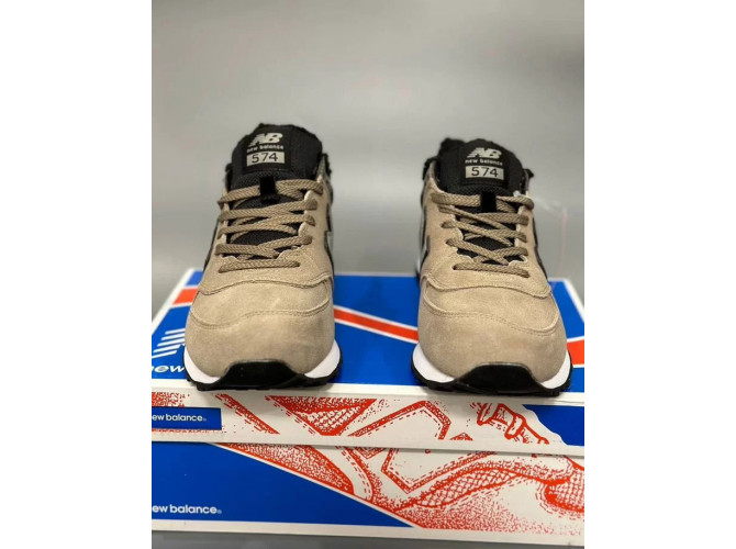 New Balance 574 Beige Black Big Size С Мехом