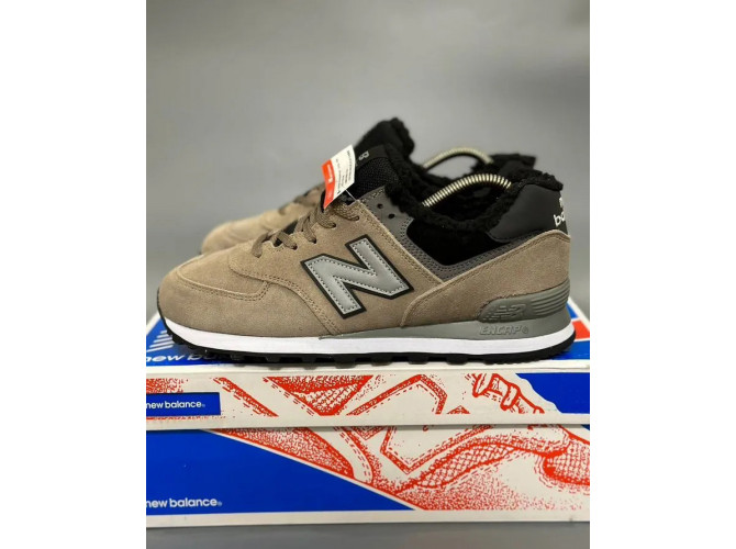 New Balance 574 Beige Black Big Size С Мехом