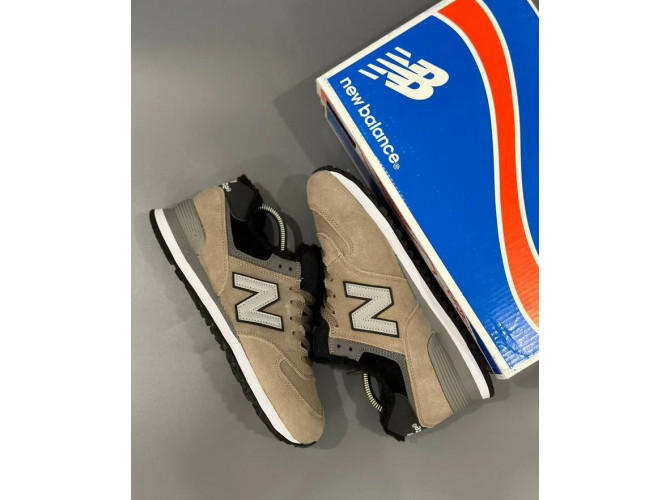 New Balance 574 Beige Black Big Size С Мехом