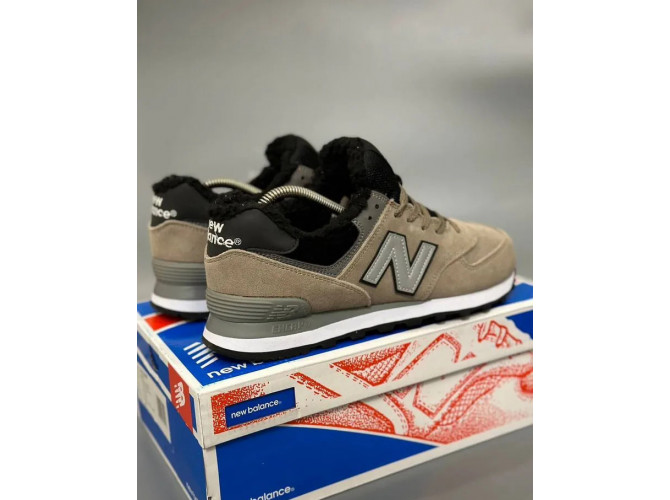 New Balance 574 Beige Black Big Size С Мехом
