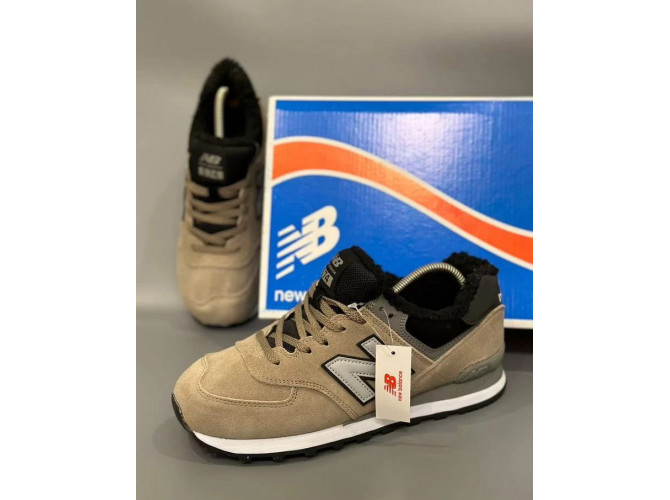 New Balance 574 Beige Black Big Size С Мехом